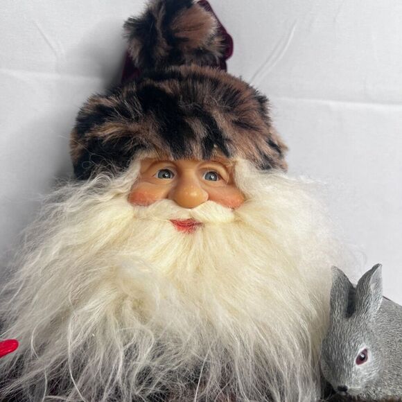 Old World Santa Woodsman Figurine 18" with Rabbit & Cardinal Folk Art Christmas - Picture 6 of 10